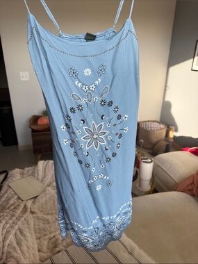 Women’s Blue Embellished Spaghetti-Strap Dress